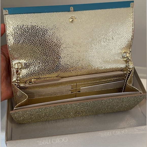 Jimmy Choo Milla Champagne Glitter Clutch - Picture 6 of 8